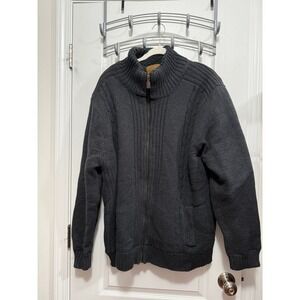Outdoor Life Mens XXL Full Zip‎ Sweater Jacket Charcoal Gray Sherpa fleece Lined